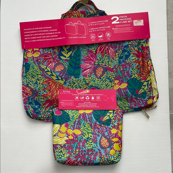 NWT Trina Turk Multicolor Packing Cube Set 2 Pieces and air travel 6 pieces - Picture 5 of 8